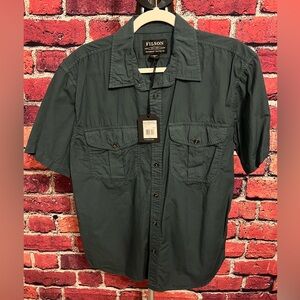 NWT Filson Washed Feather Cloth SS Shirt, Treeline Green, Small